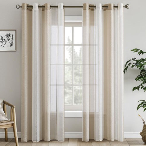 Vorhänge ösen beige - Ösen, beige-weiss